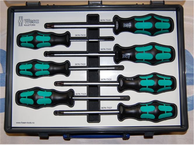 Hovedbilde Torxsett m/kule Tx15-Tx45 Wera i sortimentskrin
