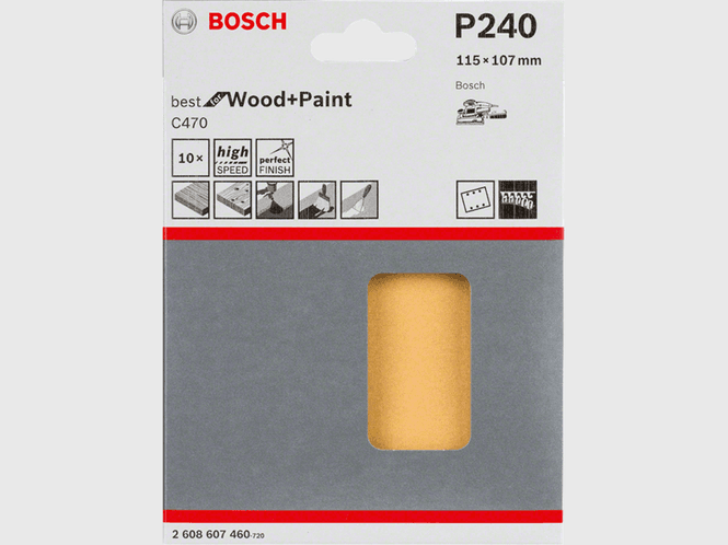 Hovedbilde Bosch slipepapir borrelås RW 115x107mm K240 10stk