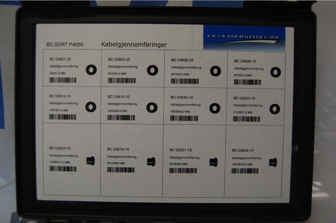 Hovedbilde SORTIMENT MED KABELGJENNOMFØRINGER 185stk P4050
