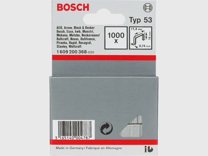 Hovedbilde Bosch Stifter Type 53 11,4x0,74x14mm 1000stk