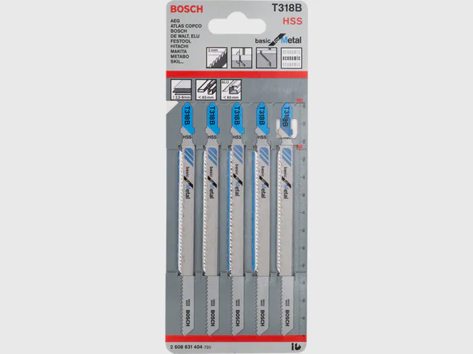 Hovedbilde Bosch Stikksagblad T318B 106mm UNI/MEDI A5 5 stk for metall