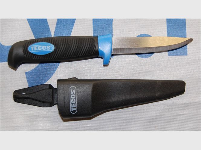 Hovedbilde Kniv rustfri med holder for belte Tecos blå