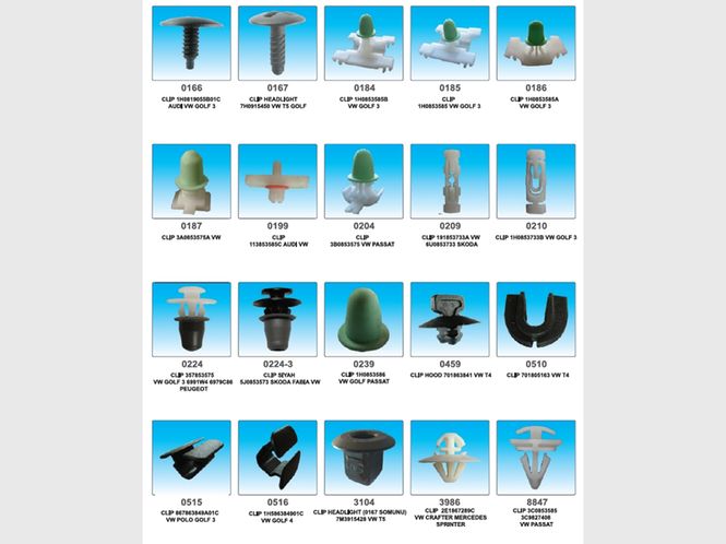 Hovedbilde Sortiment sidetrekk klips VW, Audi, Seat, Skoda, Porsche. 480 stk 9897